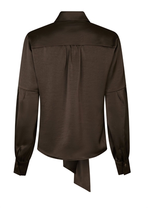 Naja satin skjorte Dark Brown Neo Noir 